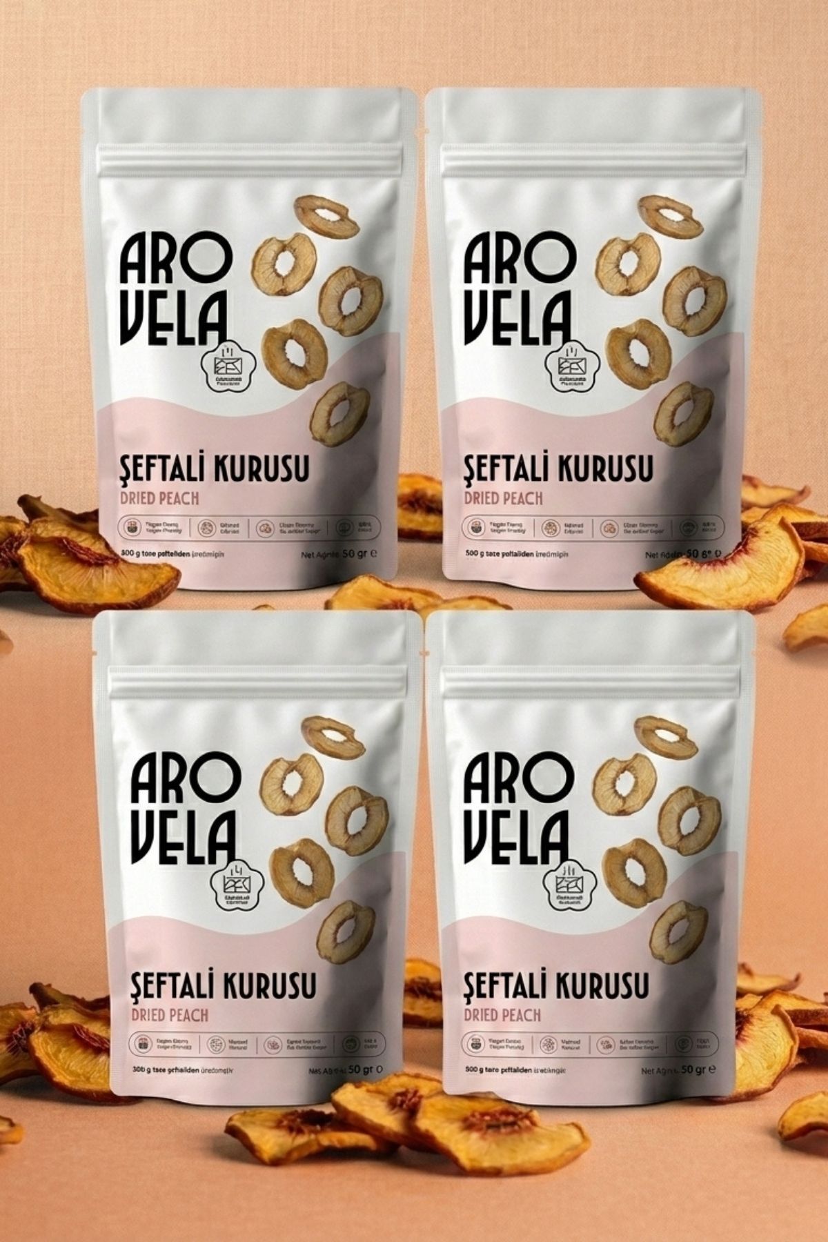 Geothermisch getrocknete Pfirsichchips 4 × 50 g