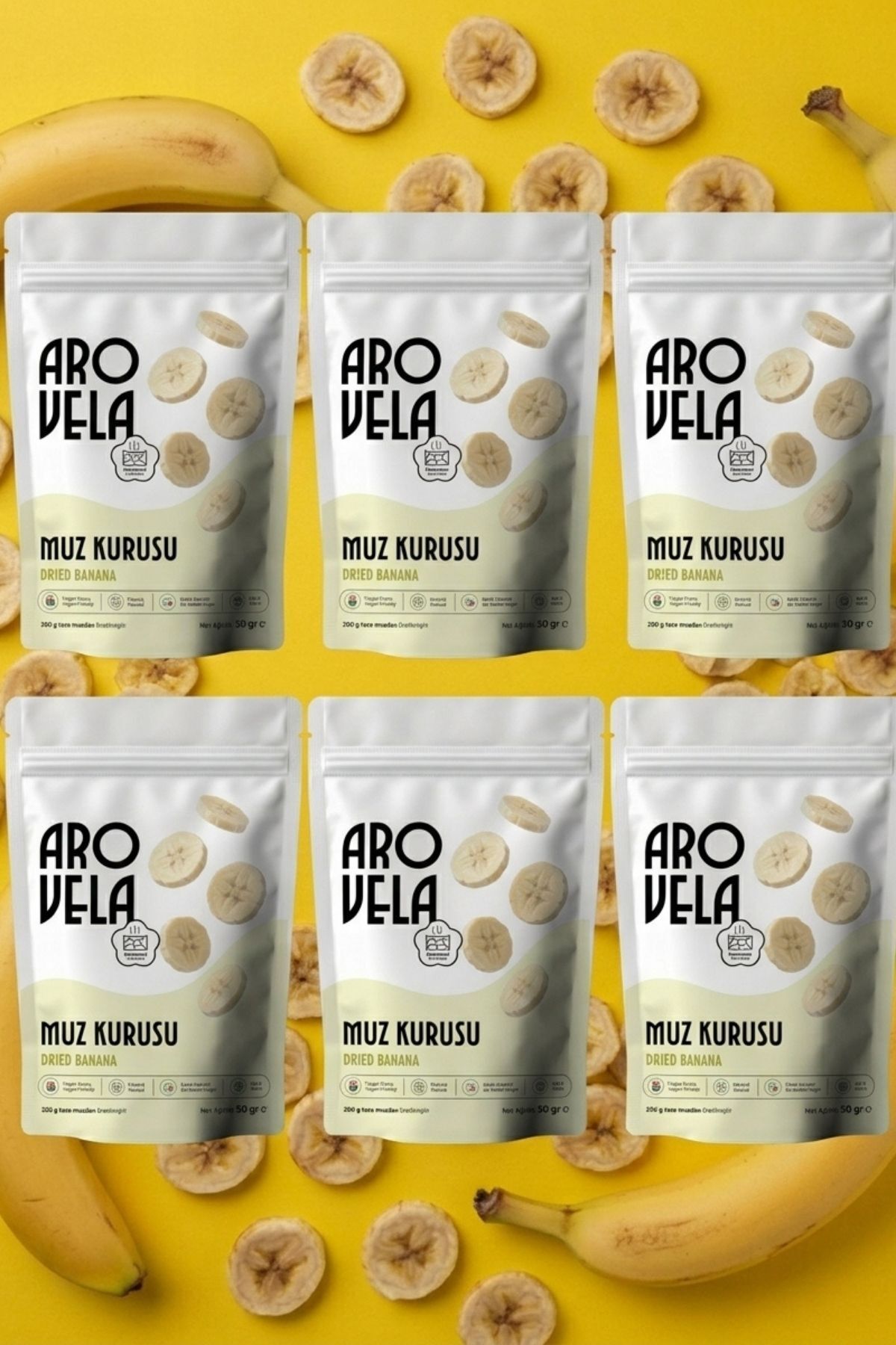 Geothermisch getrocknete Bananenchips 6 × 50 g