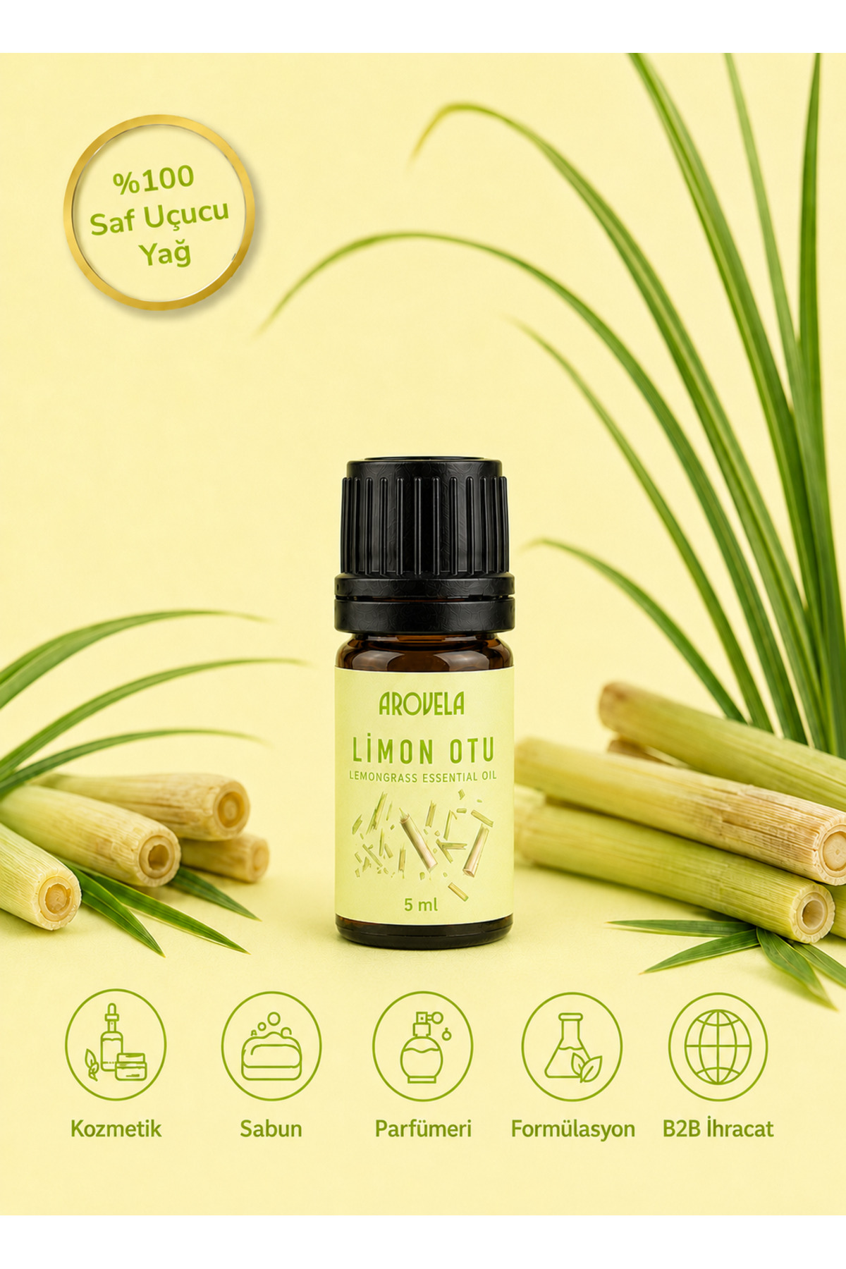 Reines ätherisches Lemongrassöl (Cymbopogon flexuosus) 5 ml