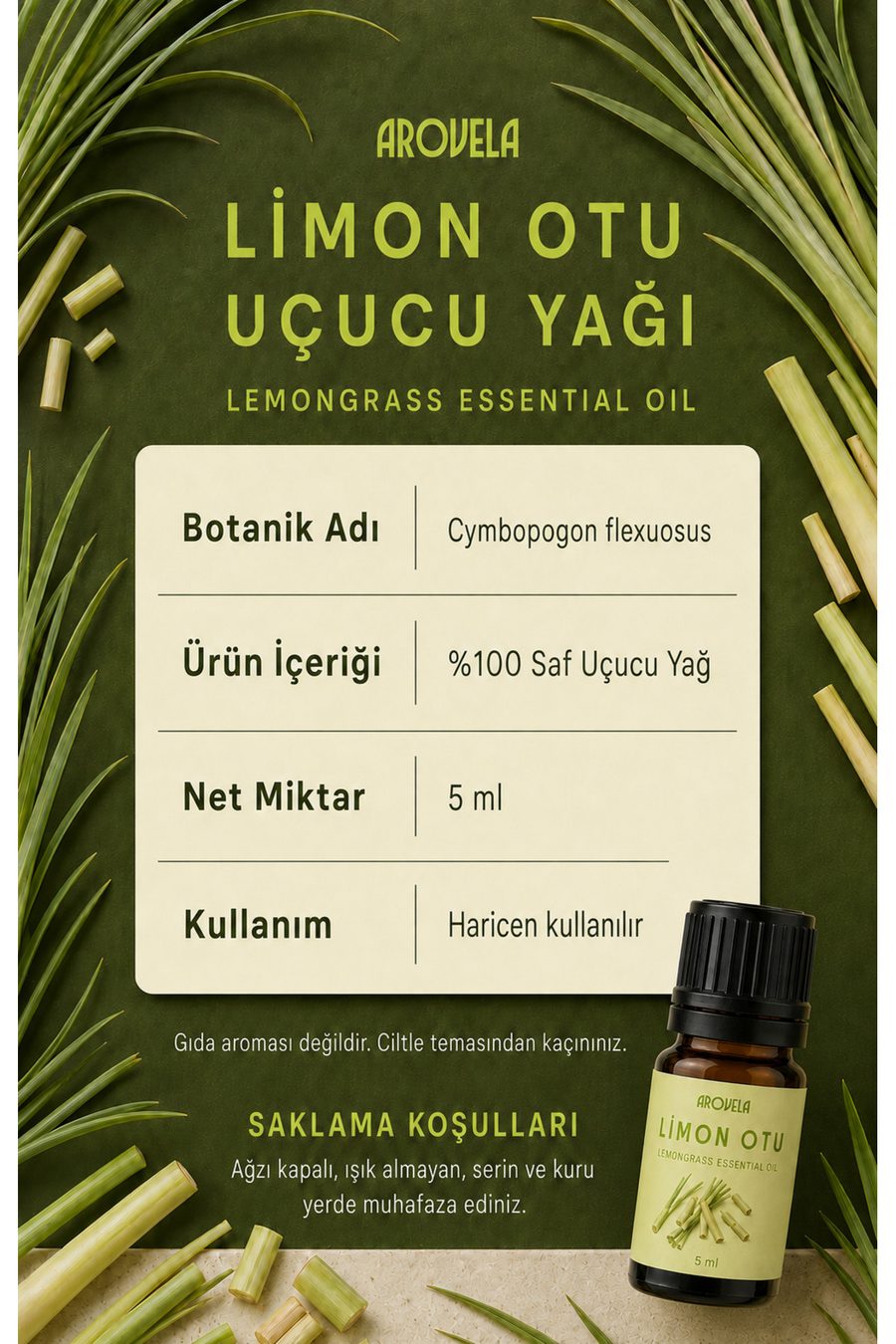 100% 纯柠檬草精油（Cymbopogon flexuosus）5 ml — 2