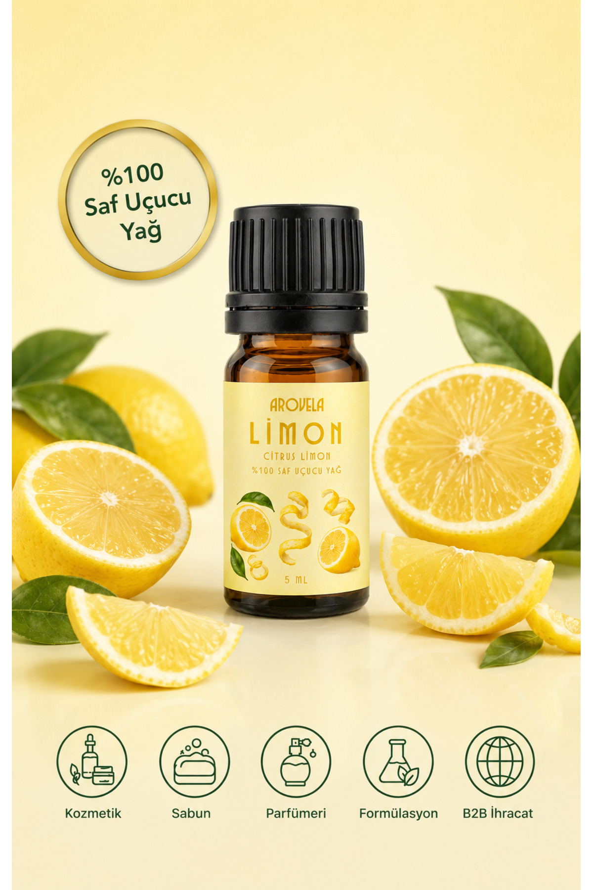 Reines ätherisches Zitronenöl (Citrus limon) 5 ml