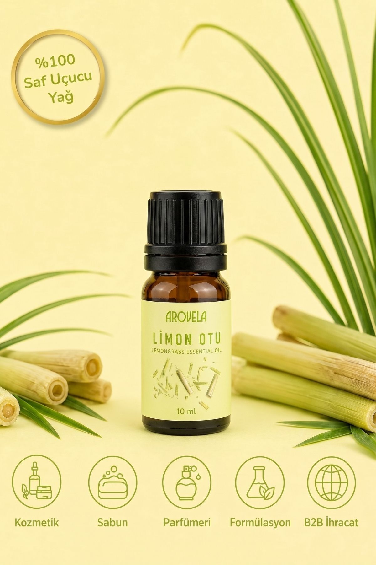 Reines ätherisches Lemongrassöl (Cymbopogon flexuosus) 10 ml